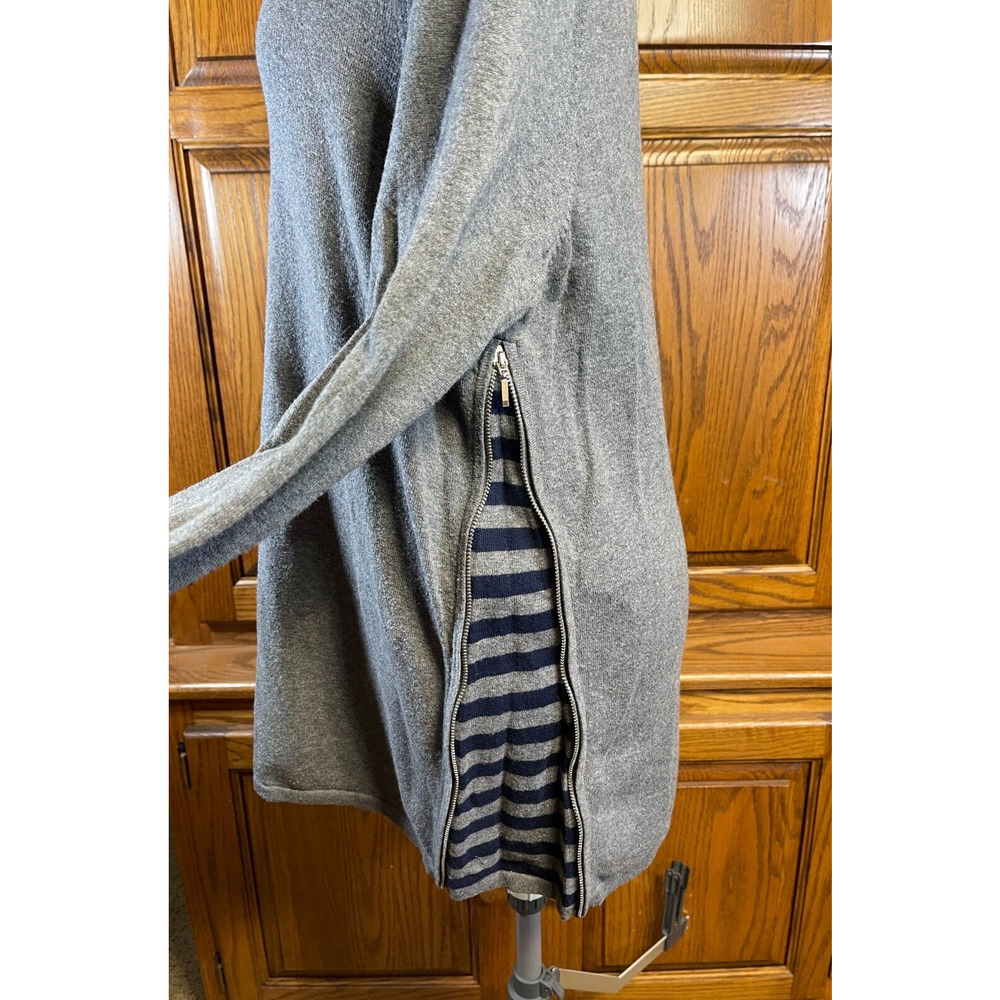 Zenergy By Chicos Sz 2 (12) Gray Cowl Neck Pullover Sweater Side Zippers - Picture 5 of 10